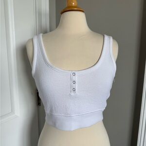 White Sleeveless Ribbed Crop Top